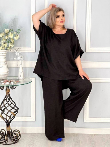 Костюм двойка"Стелла" черный (Киргизия, разные фабрики) — размеры 64-66, 68-70, 72-74