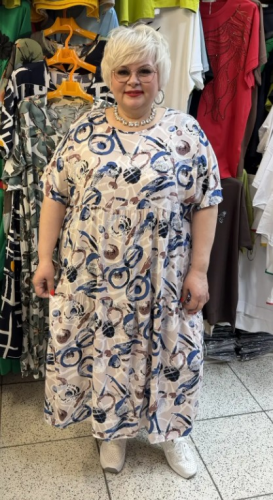 Платье "Орхидея"  круги (Китай, разные фабрики) — размеры 6XL, 7XL