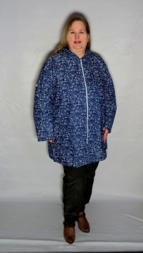 Кардиган  "Джинс" цветочки (Smart-Woman, Россия) — размеры 64-66, 68-70, 72-74, 76-78, 80-82